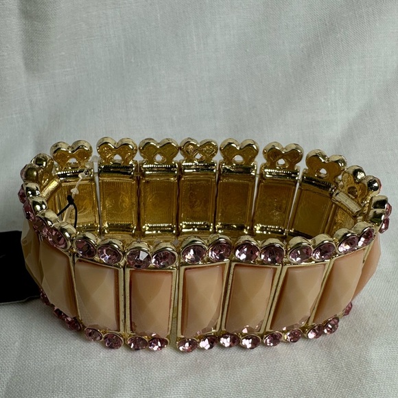 Gold and Pink Bracelet rectangular set stretchy bracelet new with tags - Picture 1 of 2
